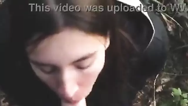 Russian teen gets face fucked in the woods