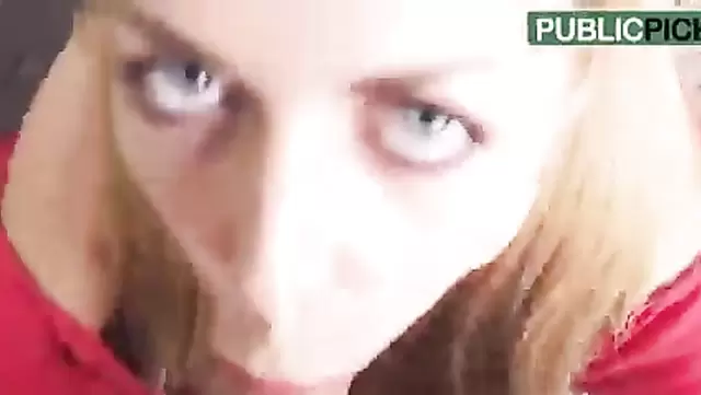 The slut sucks the Russian pick-up truck outdoors