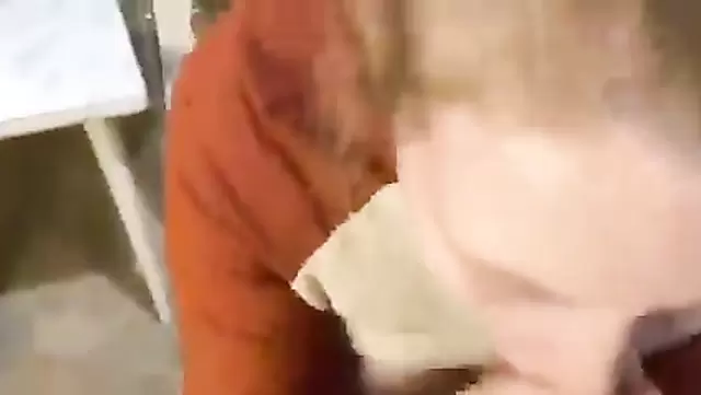 Russian blonde gives a blowjob to her neighbor